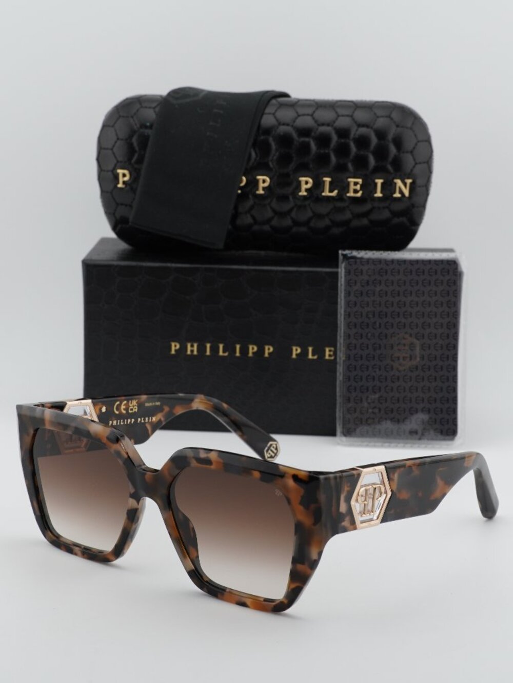 Philipp Plein SPP160 04BL Square Sunglasses – Havana / Brown